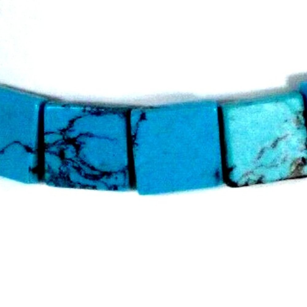 Blue Turquoise Howlite (Square Beads) Necklace 18"